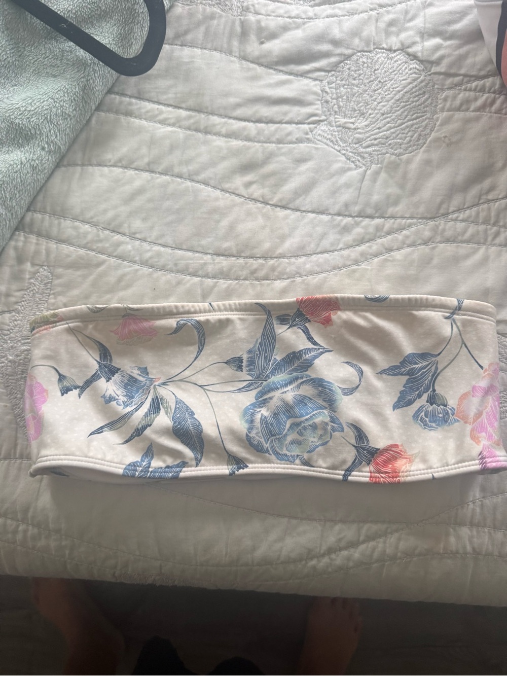 O'Neill Cream Bandeau with Blue and Pink Floral Print
